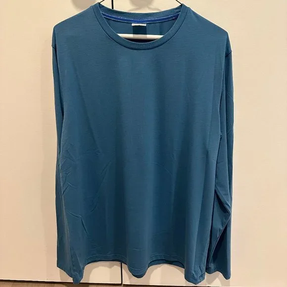 Mens Outdoor Voices Blue Long Sleeve Work Out Shirt Medium - Picture 1 of 3